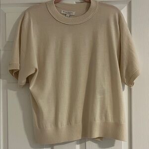 Banana Republic Wool Light Cream Short Sleeve Knit Top
